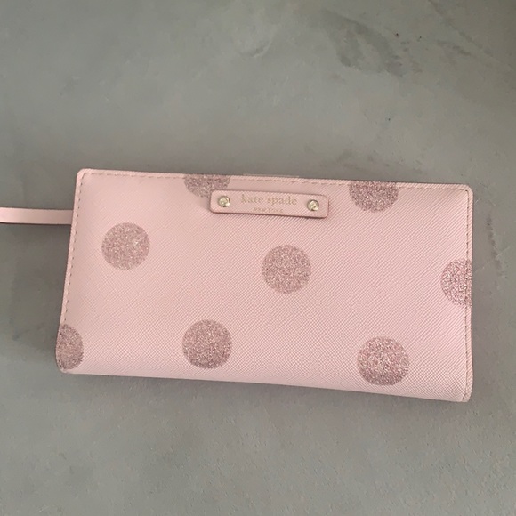 Kate Spade pink glitter polkadot wallet - Picture 1 of 3